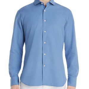 Dylan Gray Mens Navy Poplin Long Sleeve Med Blue